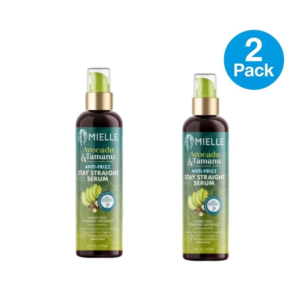 Mielle Avocado & Tamanu Anti-Frizz Stay Straight Serum 5 fl oz 2-Pack New